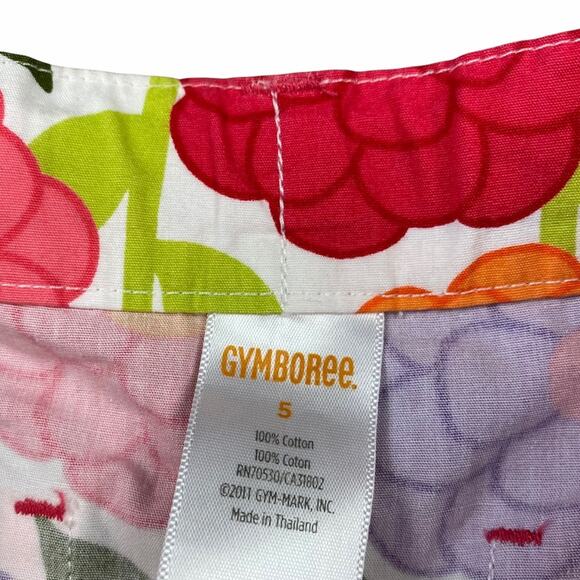 Gymboree Floral Bermuda Shorts Sz 5 Adjustable Waist Pink Purple Orange Green - Picture 3 of 4